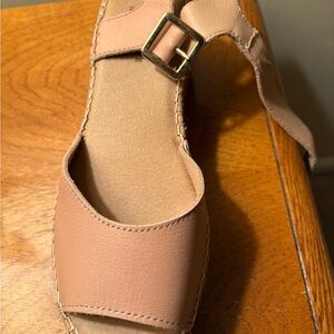 Tan Slingback Sandals with Adjustable Buckle
